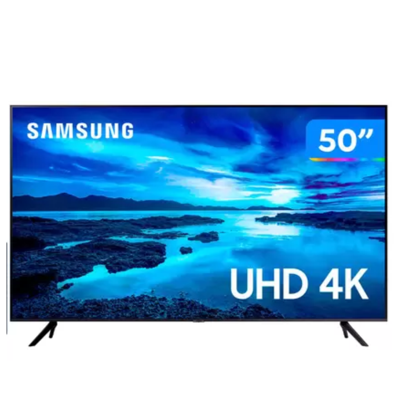 Smart TV 50” Crystal 4K Samsung 50AU7700 - Wi-Fi Bluetooth HDR Alexa Built in 3 HDMI 1 USB  Só Informática